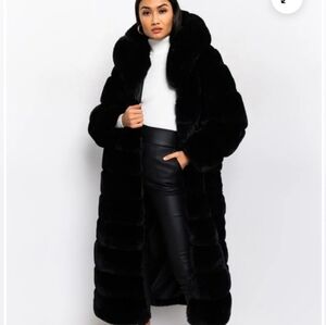 AKIRA LUXE JENNY FAUX FUR PANEL HOODED COAT